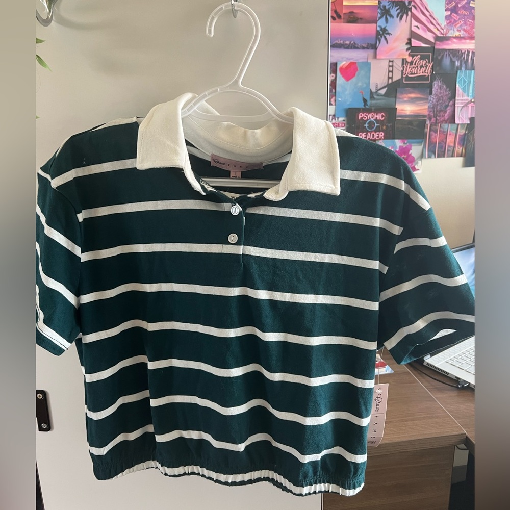 Dark Teal White Spring Polo Large